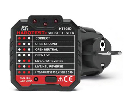 Тестер розеток и УЗО Habotest HT105D купить по низкой цене | МАКСПРОФИТ